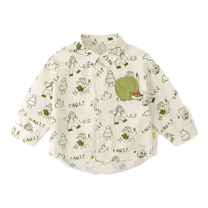 嘟嘟家寶寶襯衫春秋兒童襯衣秋裝洋氣男童長袖上衣女童童裝牛油果格100