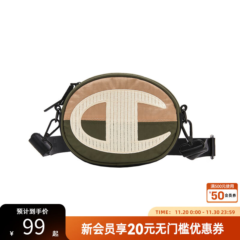 Champion冠军圆饼包秋季新款手机包男女单肩包百搭休闲斜挎包潮胸包 绿色 均码