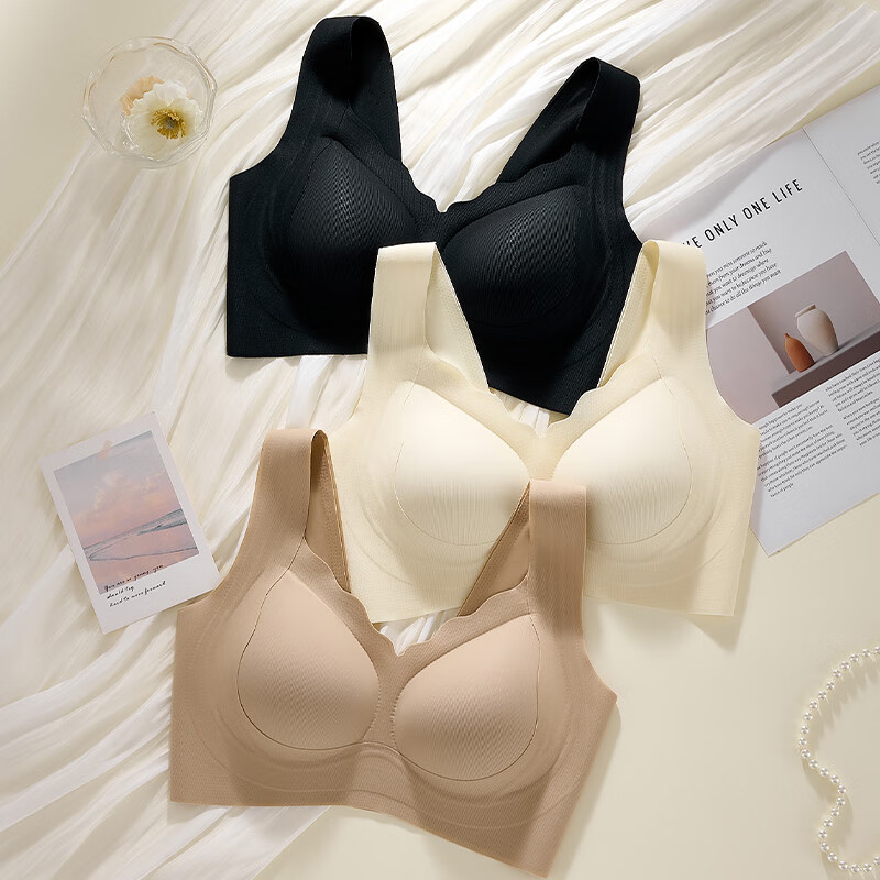 古今(GUJIN)内衣女10A级抑菌收副乳提拉防下垂聚拢女士文胸罩无痕无钢圈薄款 白色 (侧收副乳) XL 【推荐体重120-140斤】