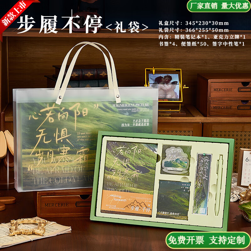 纸欧莉风景笔记本本子礼盒文具套装北京故宫文创礼品伴手礼实用小礼品高初中生女生生日礼物男 步履不停【大礼盒礼袋款】