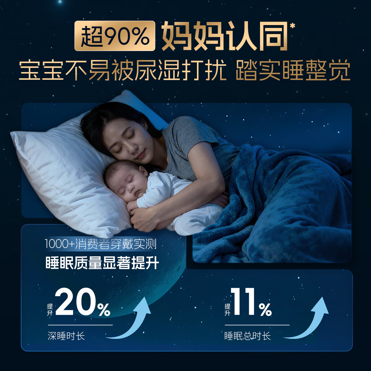 舒比奇【一片一夜】安睡BLUE夜用拉拉裤敏感肌婴儿纸尿裤尿不湿超薄透气 纸尿裤M码32片【6-11kg】