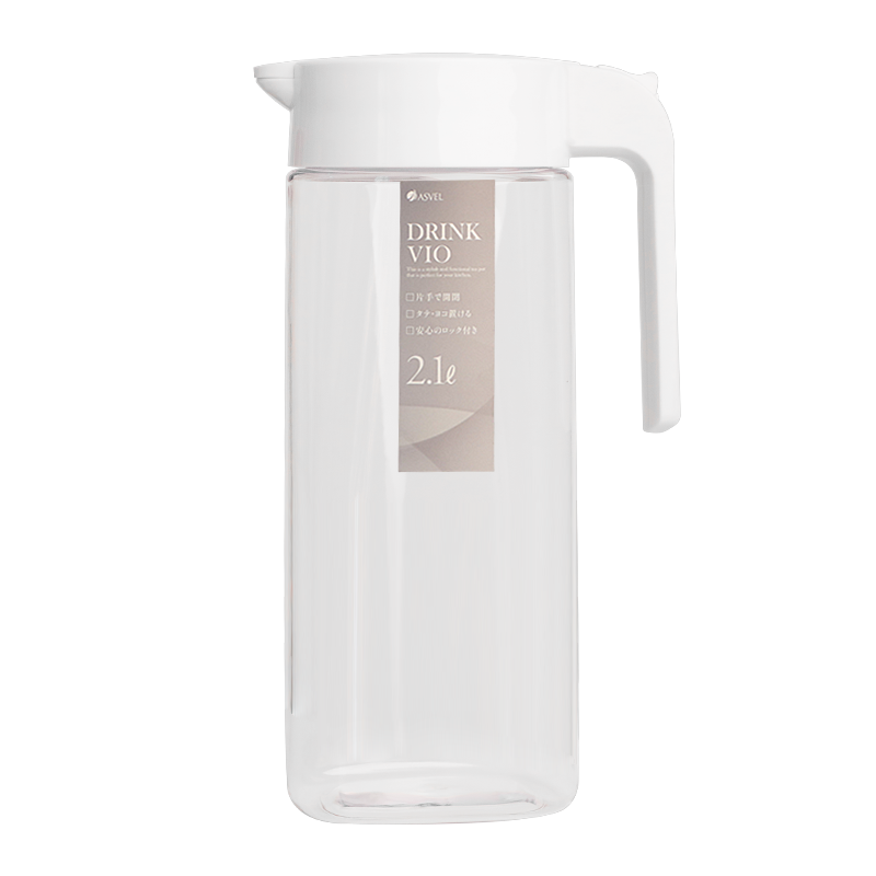 ASVEL家用凉水壶透明白色2.1L，舒适享受清新口感|塑料杯价格历史查询