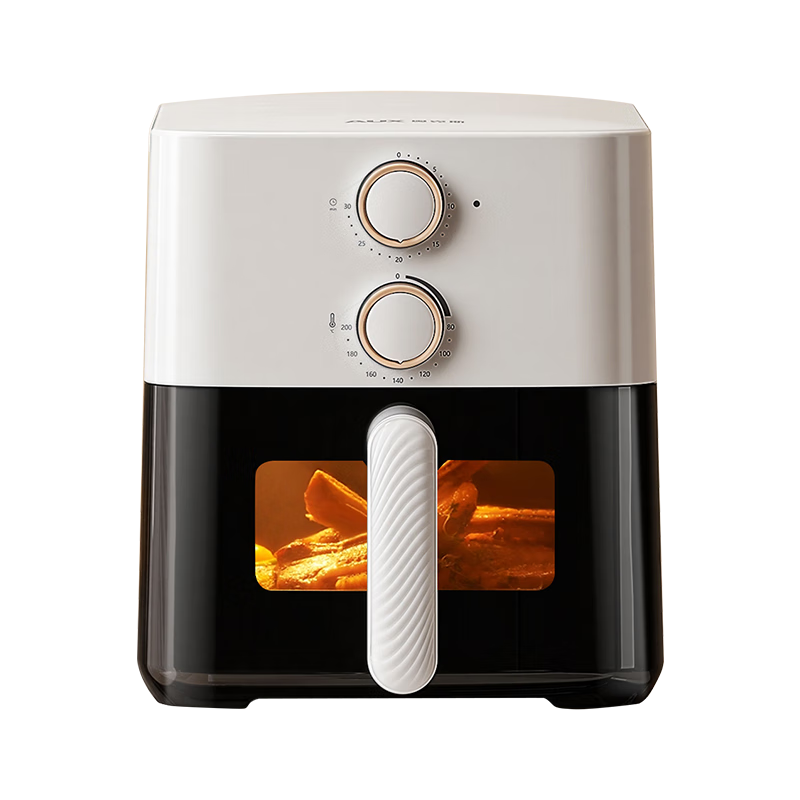 奥克斯（AUX）空气炸锅家用8L大容量金属内腔2025年最新款透明可视窗口大功率全自动薯条机免翻面蒸煎烤箱一体机