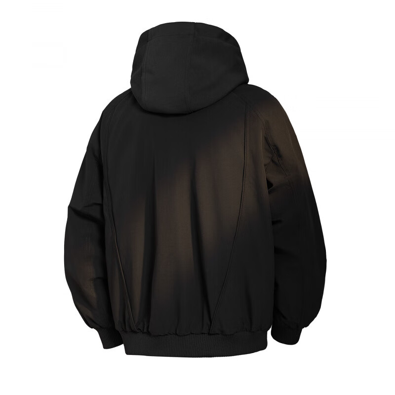 邦约恋人2025冬季美式高街解构设计感水洗连帽羽绒夹克男复古宽松连帽外套 黑色 W5917 L 121-145斤