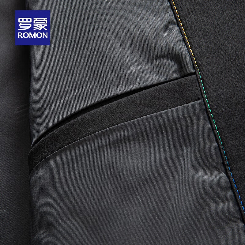 罗蒙（ROMON）加厚棉服2024新款秋冬毛领中老年男士保暖休闲商务防寒棉衣棉袄 黑色 L 175