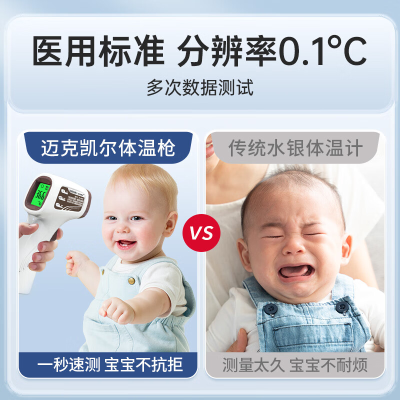 迈克凯尔医专用高精准电子体温度计人体婴幼儿童充电额温枪宝医院同款家用 【顶配充电款】精密探头+语音播报+三色背光