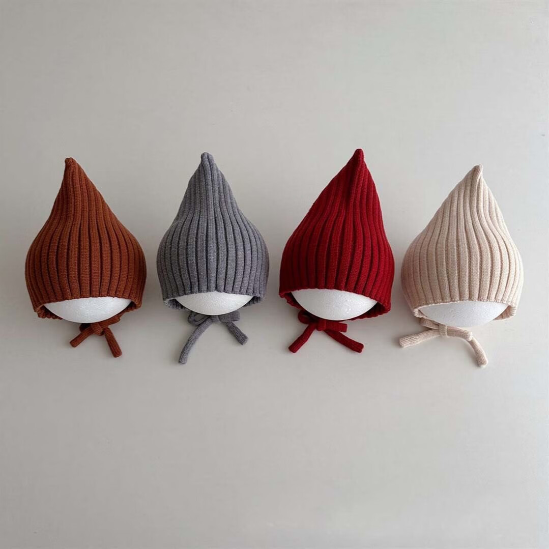 彩虹房子儿童新款秋冬季外出男女宝宝百搭保暖护加绒加厚耳帽合集 尖尖精灵帽【红色】参考5-24个月（43-48cm）