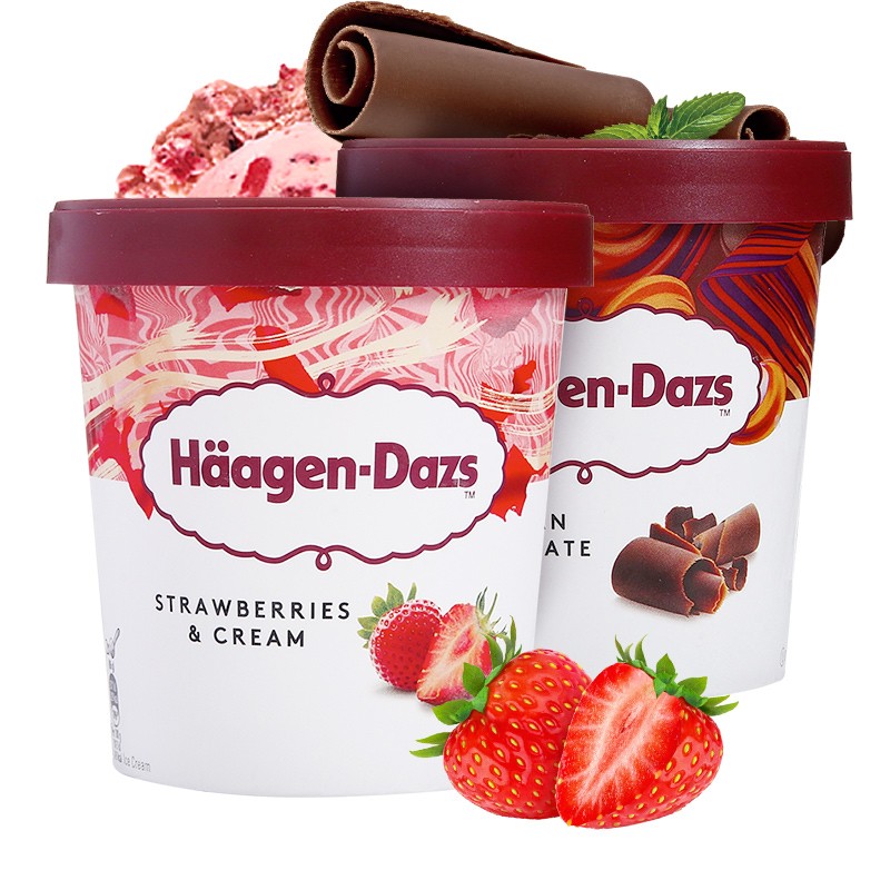 中粮法国直采 哈根达斯冰淇淋460ml*2桶 冰激凌冰棍雪糕 芒果树莓+曲奇饼干
