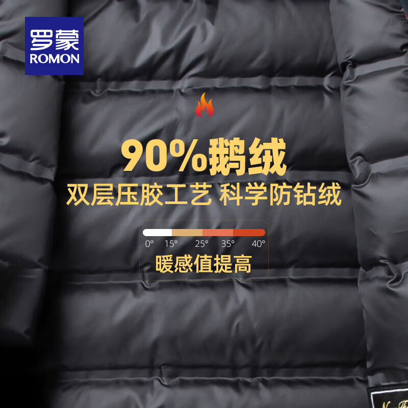 罗蒙(ROMON)鹅绒羽绒服男新款中老年爸爸装可拆卸内胆羽绒外套加厚保暖干部装 藏青 【可拆卸内胆】 XL 180(建议135-150斤)