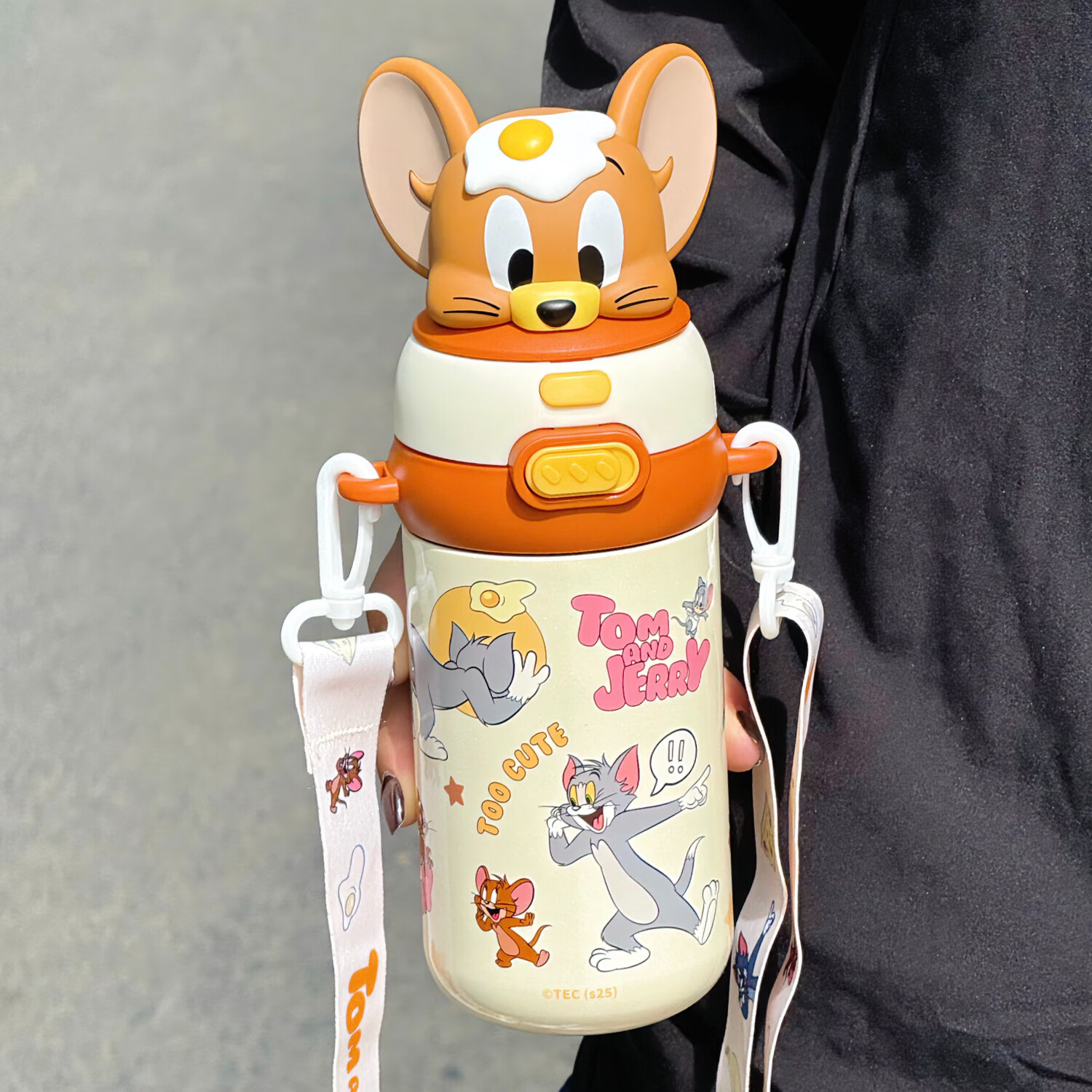 oktp猫和老鼠儿童保温杯学生上学专用卡通吸管水杯子可爱情侣卡通水壶