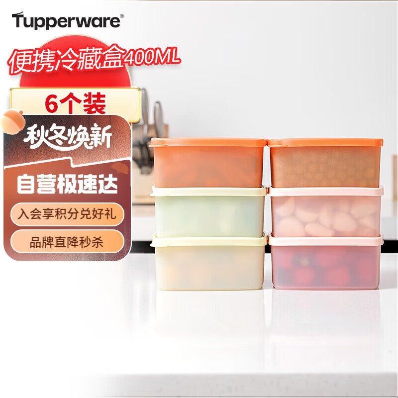 特百惠（Tupperware）冷藏400ml*6保鲜盒蔬菜水果收纳盒食品级冰箱储物盒密封不串味
