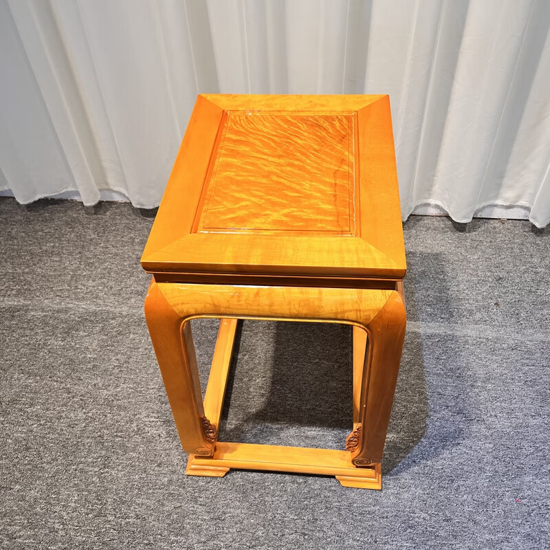 微萌金丝楠木方形茶几大叶楠满纹边柜边桌全实木角几客厅简约迷你家具