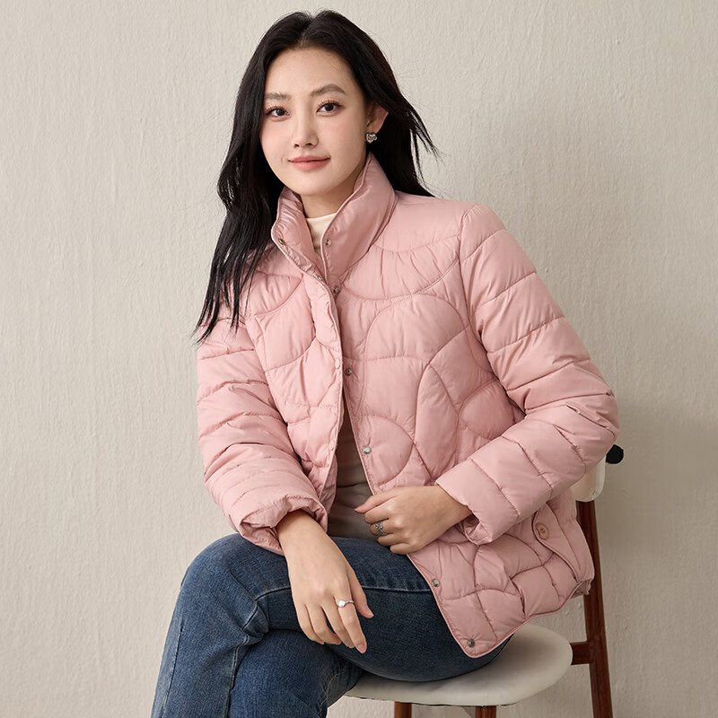 子牧棉麻2025冬装 女休闲百搭短款棉服棉袄时尚洋气保暖棉衣外套8903 粉红色 XL (建议120-135斤)