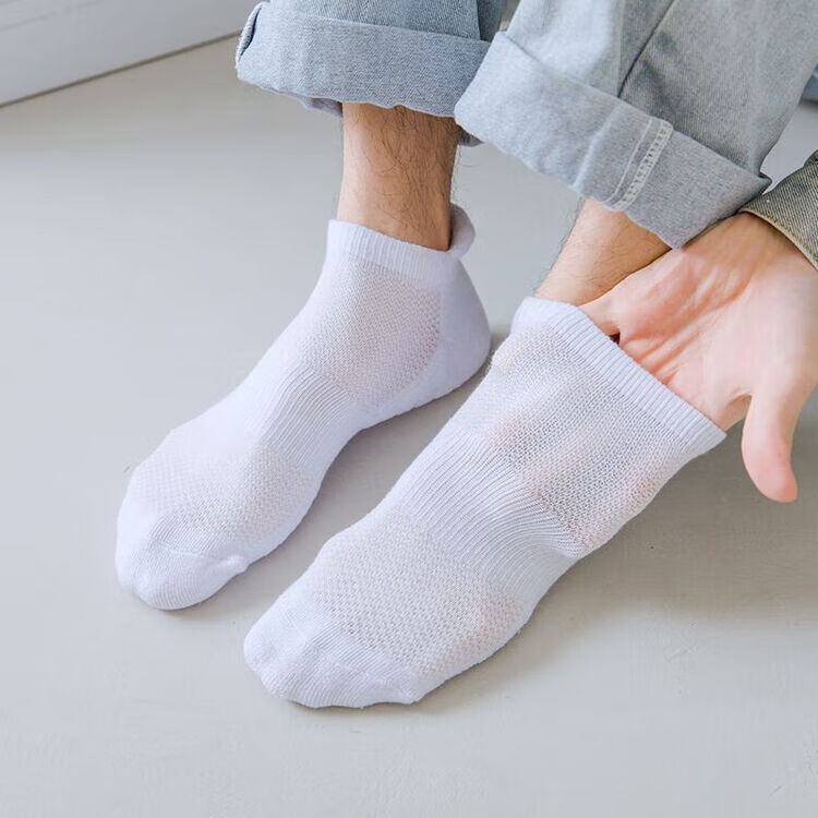 胖东来同款内袜子柔软加厚男女休闲船袜纯棉透气短袜运动毛巾底篮 五色运动提耳【5色各】 1双