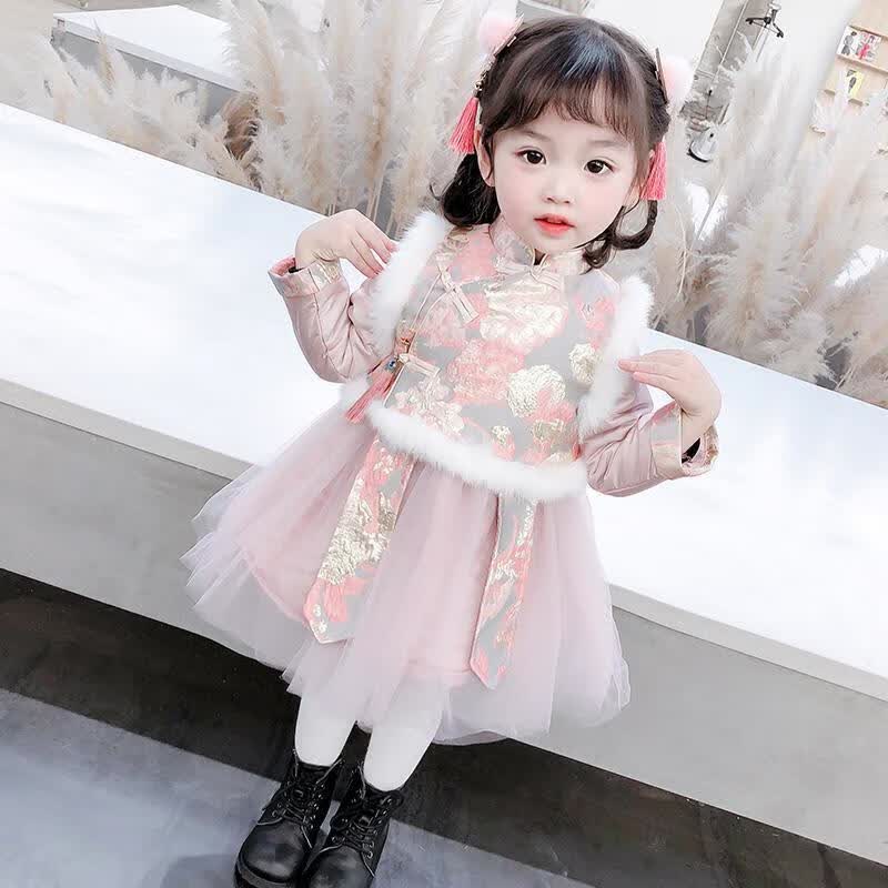 欧育 儿童汉服女童冬季加绒古装襦裙宝宝古风马甲裙子套装保暖女孩拜年服B1242 110（建议身高95-105cm）怎么样,好用不?