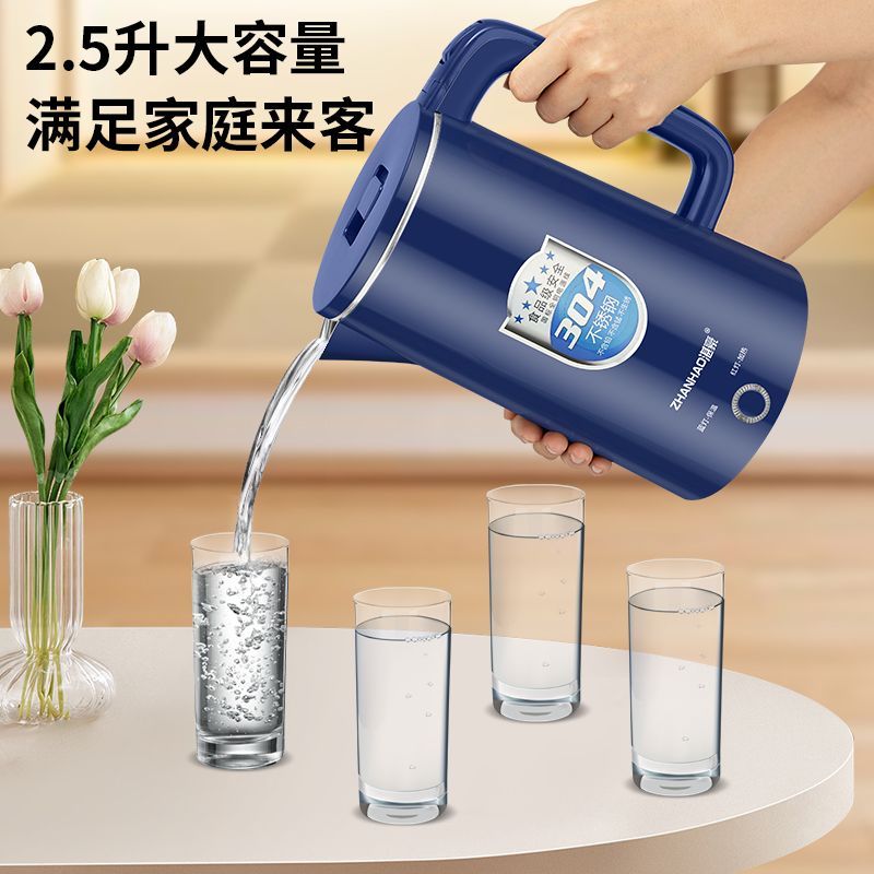 湛豪电热水壶304不锈钢大容量恒温烧水壶家用自动断电快速煮水壶 2.5L 白色+304不锈钢+2.5L+保温
