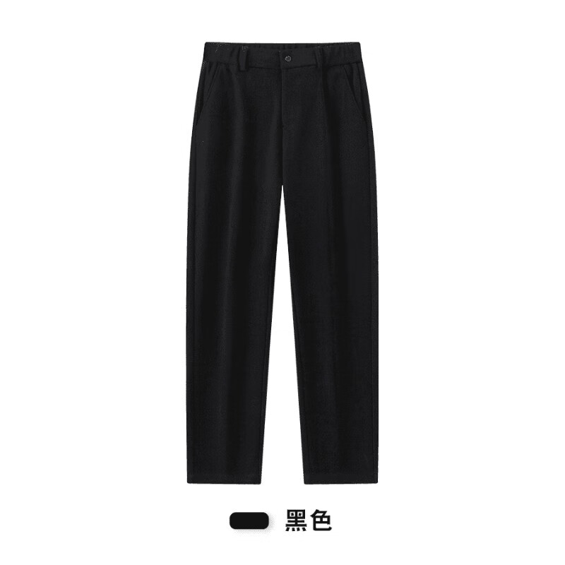 【轻奢男装】秋冬软糯保暖毛呢休闲裤垂顺抗皱长裤男百搭商务西裤 黑色 2XL 32 140-150斤