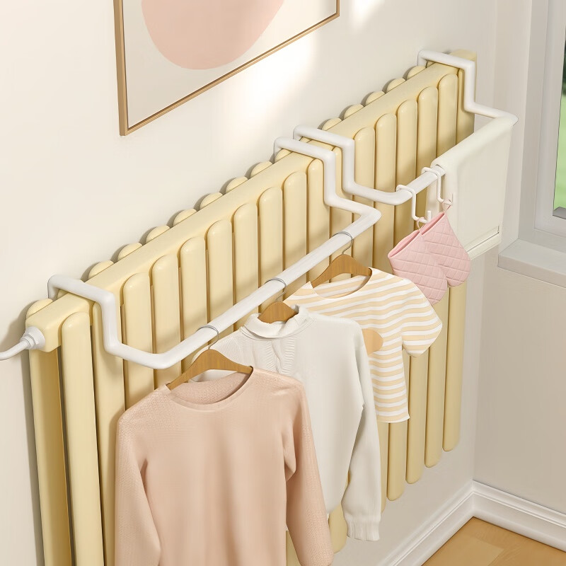 馨婺家暖气片晾衣架暖气片上方挂架晾衣神器浴室卫生间毛巾架暖气晾晒架 白色-长35cm【小号】