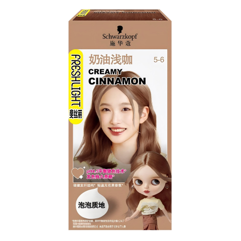 施华蔻（Schwarzkopf）斐丝丽泡泡染发剂5-6奶油浅咖 染发膏自己染染发泡泡潮流彩染