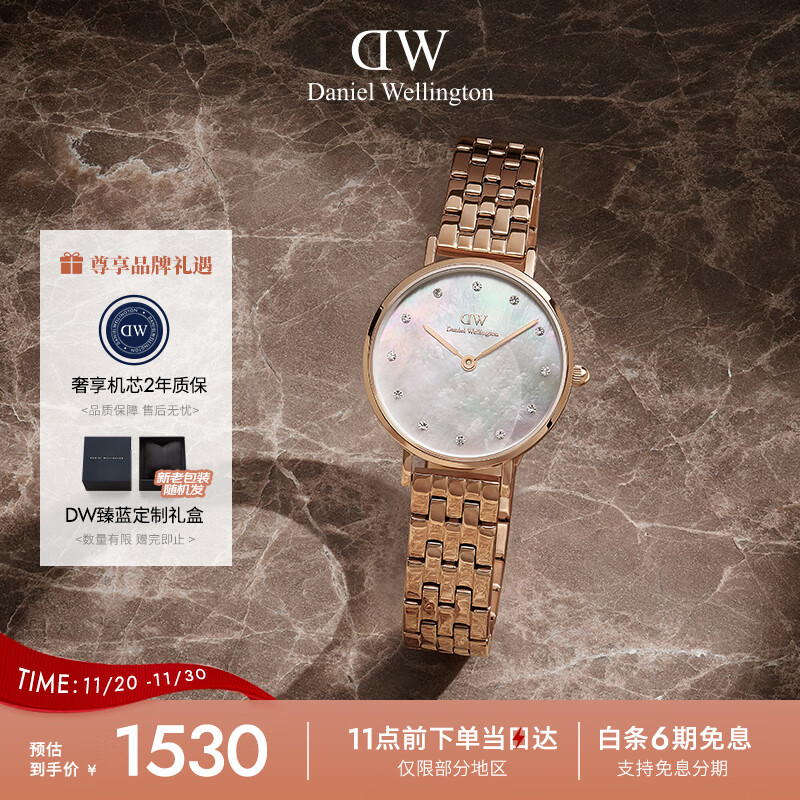 丹尼尔惠灵顿（DanielWellington）DW手表女简约时尚手表冰川白星辰手链流金表节日礼物DW00100613