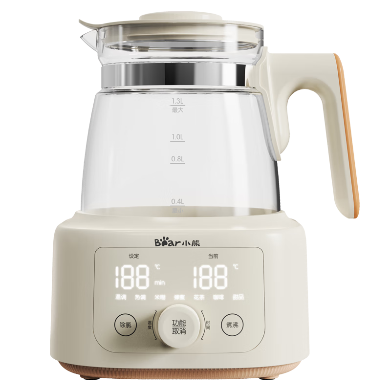 小熊（Bear）全玻璃恒温水壶 恒温壶调奶器婴儿冲奶烧水壶 泡奶热水壶1.3L 