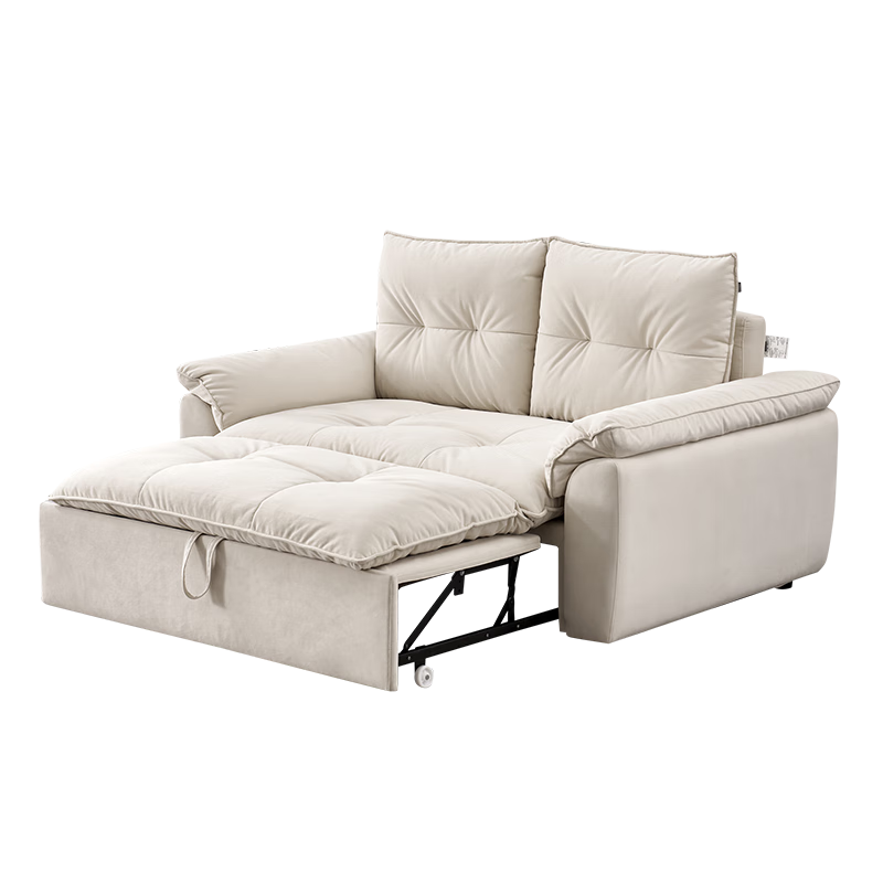 全友家居奶油风布艺沙发床可延伸懒人沙发可躺可睡全身可拆洗沙发躺椅 【10防猫抓绒 | 奶酪白】1.16米沙发床 4档可调+可变床+全拆洗+羽绒