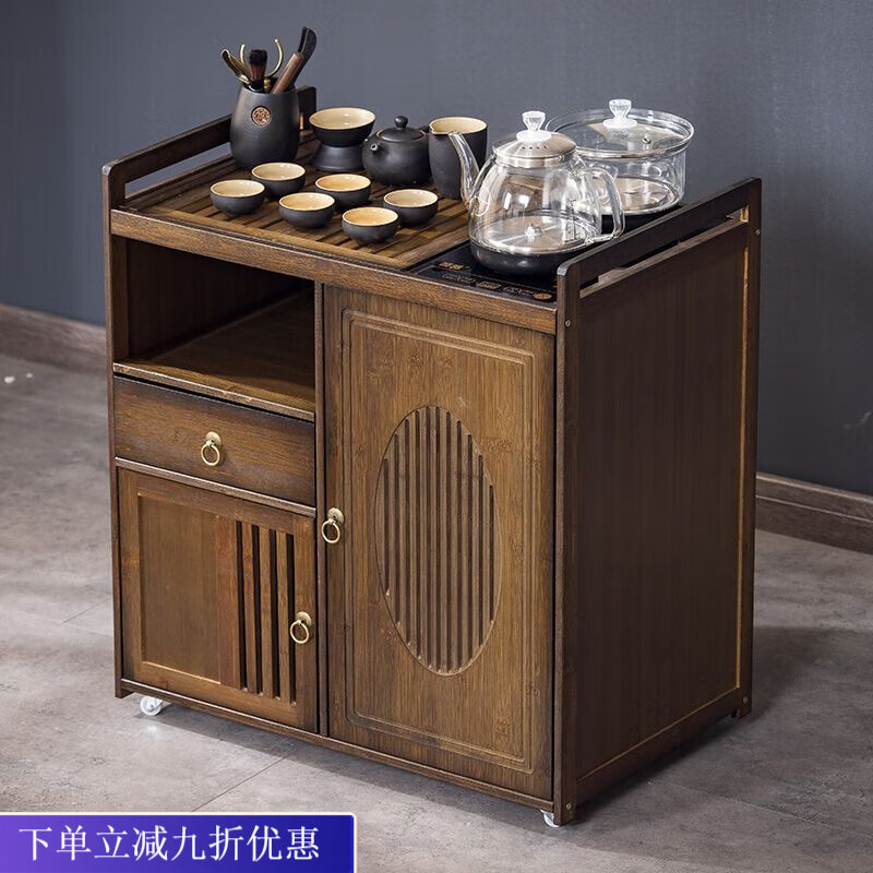 倘然之家客厅沙发边几移动茶桌小茶台茶吧机家用茶几烧水壶一体茶车茶水柜 65款-无盖板
