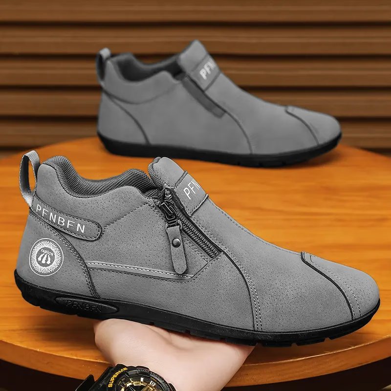 新款男士防滑百搭时尚软底潮鞋一脚蹬跑步鞋阿甘鞋休闲运动鞋男鞋 灰色 41