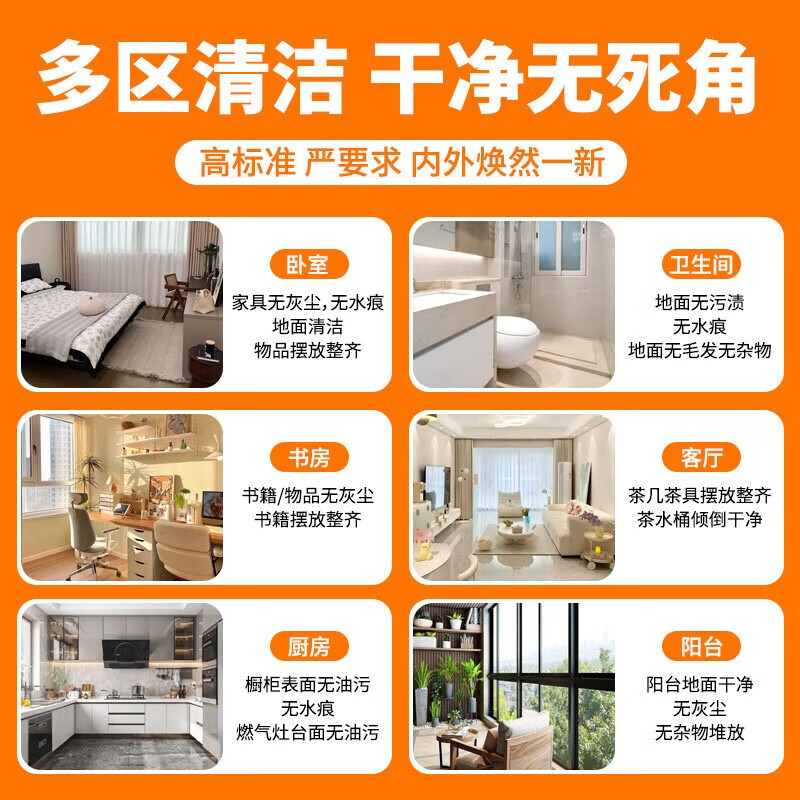 阿婆日常保洁上门服务深度清洁全屋打扫除家庭开荒保洁钟点工小时工专业擦玻璃保洁上门服务日 日常保洁5小时（双人）