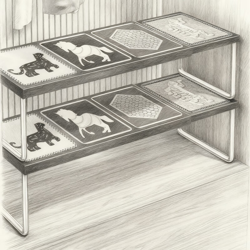 尔思家衣柜分层隔板柜子隔层隔断橱柜可伸缩卧室置物架鞋柜分隔收纳神器 黑色伸缩款40~60宽20高16