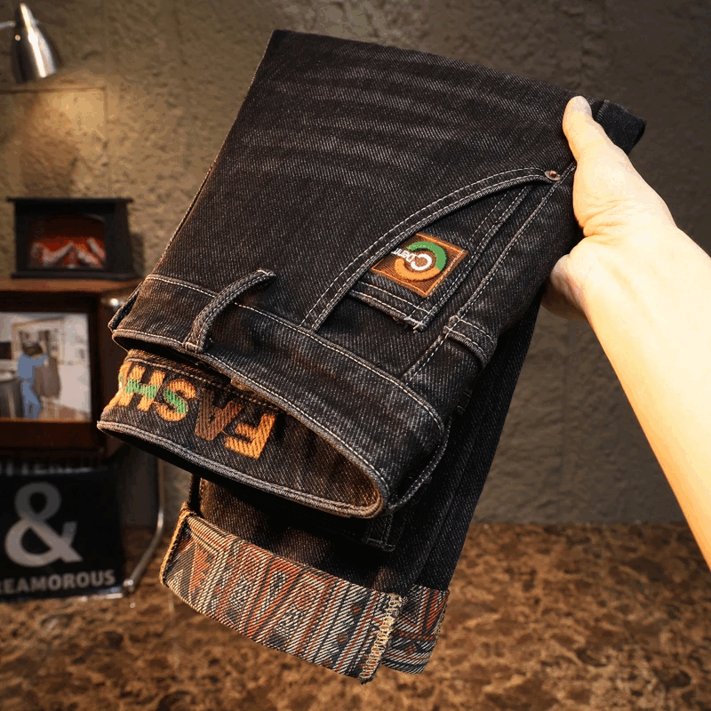 【高端轻奢】秋季新品2025男士牛仔裤欧版直筒弹力宽松百搭韩版 718 精品黑灰 34 建议(155-165斤)