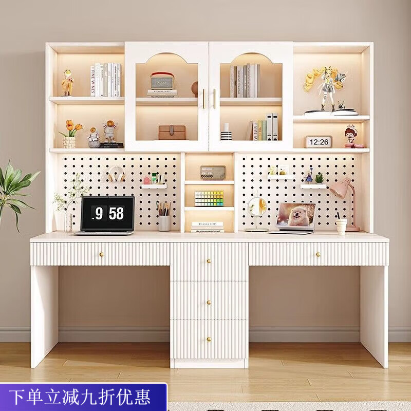 倘然之家实木双人书桌书架一体电脑桌台式桌简约家用卧室学习桌学生写字桌 BD【上楼包安装】支持定制 实木生态板-100cm【单人桌】