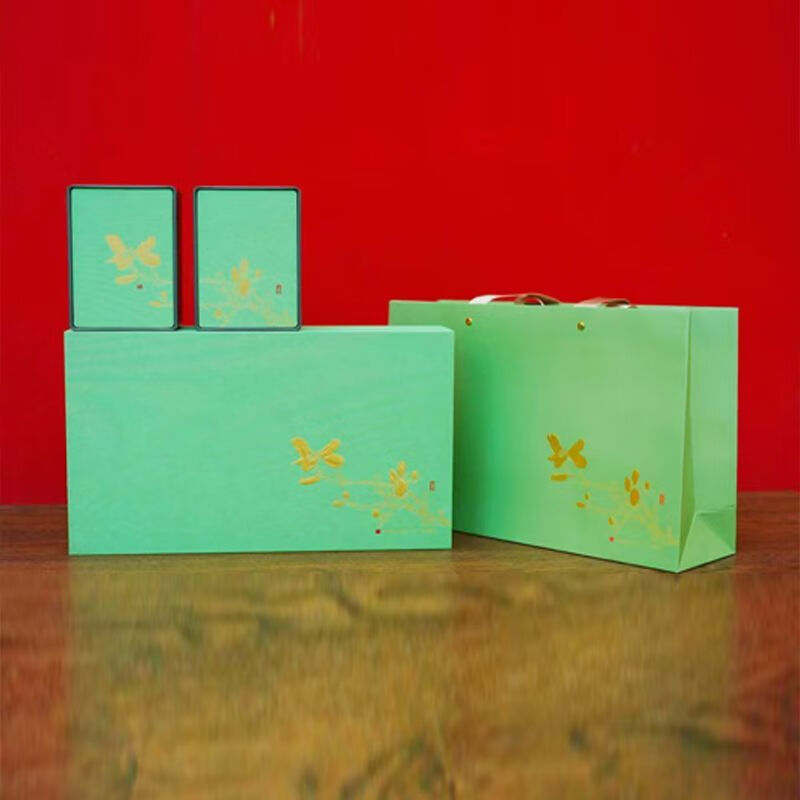 通用半斤装铁观音毛尖大红袍仙毫富硒茶龙井碧螺春空礼盒定制LOGO 岁禧经典（金色）双铁罐礼盒