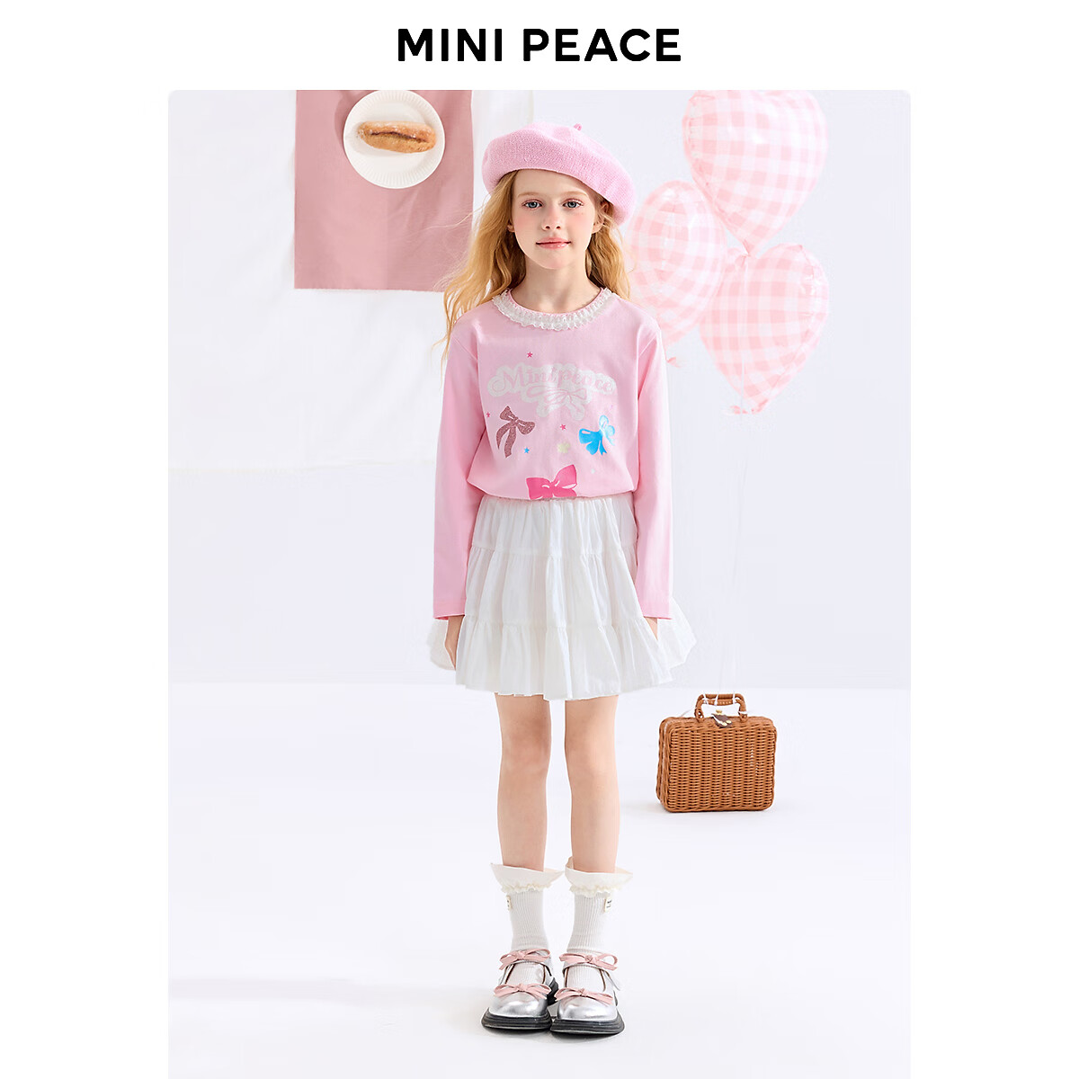 MiniPeace太平鸟童装女童长袖T恤FBCPF1218 糖果粉 140cm