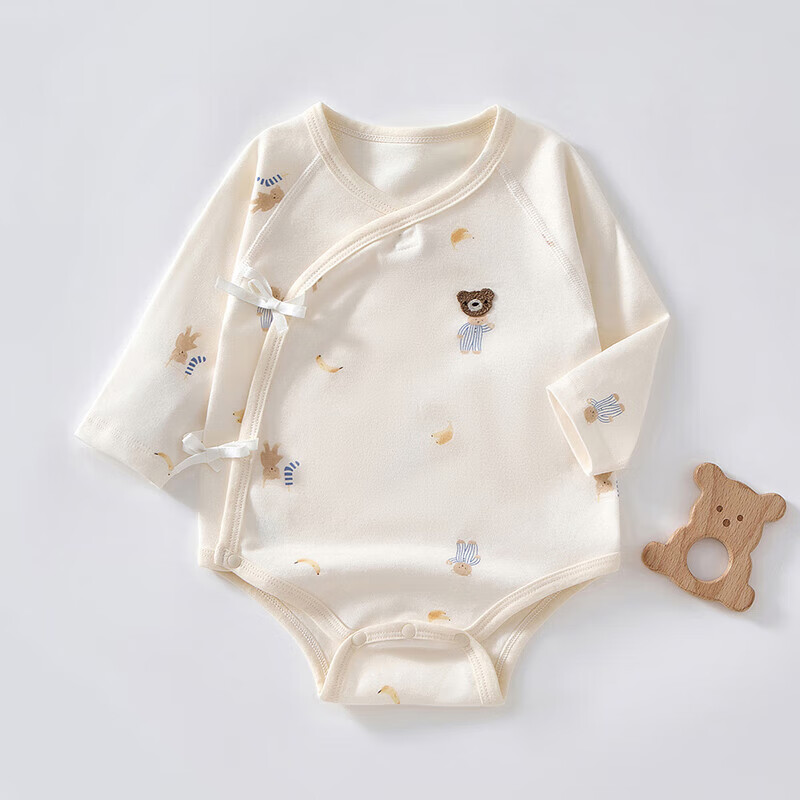 贝肽斯婴儿衣服春季连体衣纯棉新生男女宝宝爬服长袖包屁衣睡衣 小小熊 52cm