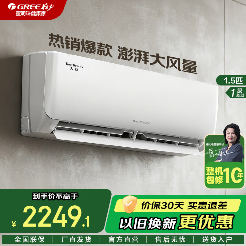 格力(GREE)空调天仪1匹1.5匹新一级能效挂机冷暖变频自清洁挂式国家政府补贴20% 天仪 大1.5匹 一级能效