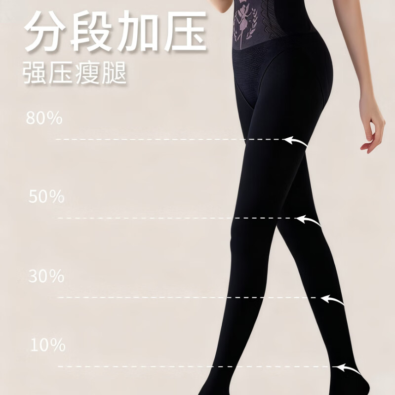 汇美康光腿神器冬季加绒加厚打底裤女高腰收腹美腿塑形水光袜外穿连裤袜 光腿神器-黑色2条装 (加绒加厚) 均码 (80-140斤可穿)连袜