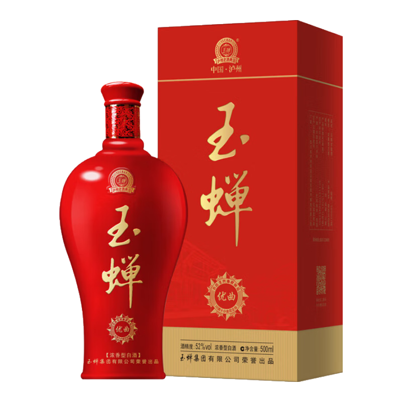 玉蟬老酒玉蟬優(yōu)曲酒52度濃香型白酒500ml年貨禮盒結婚送禮春節(jié)經典白酒 52度 500mL 1瓶 玉蟬優(yōu)曲酒