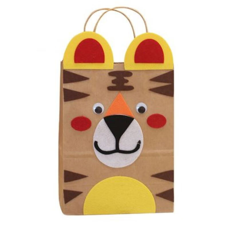 幼儿园制作材料包手提袋子卡通可爱动物创意儿童手工diy牛皮纸袋 老虎