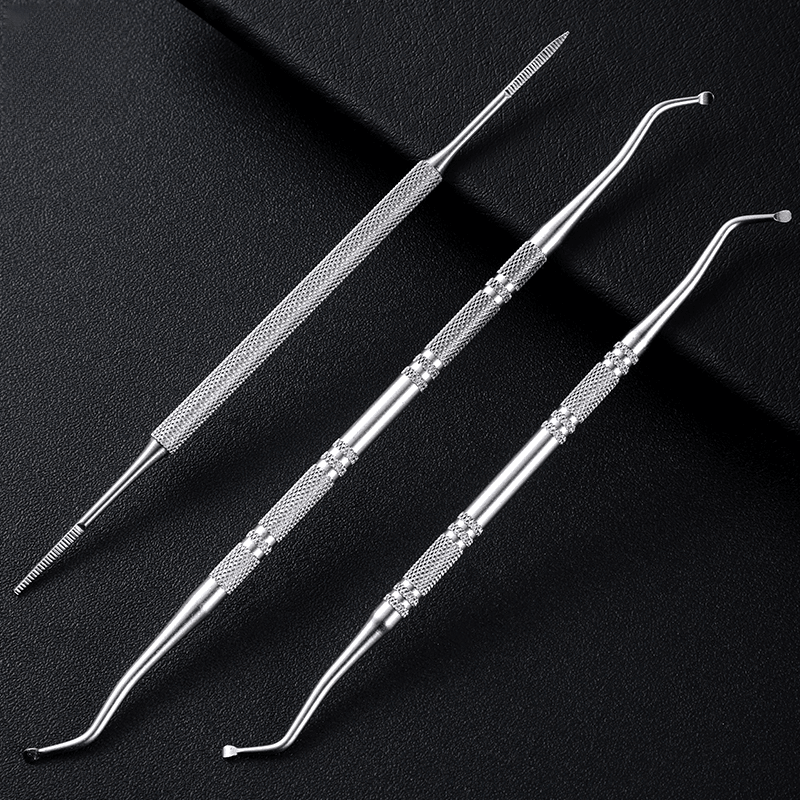 兮儿甲沟用剔甲器炎脚趾甲缝污垢清理挖勺嵌甲家用工具修脚不锈钢剃 剔甲器3件套