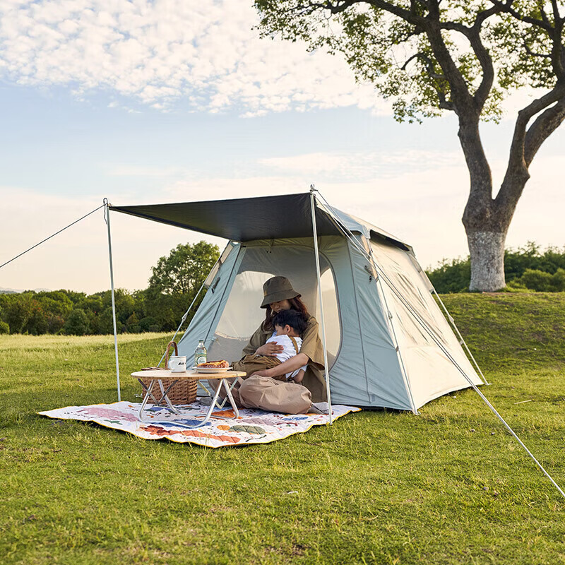 牧高笛（MOBIGARDEN）自动帐 户外露营速开大空间黑胶自动帐篷零动145 NX23561005 米白