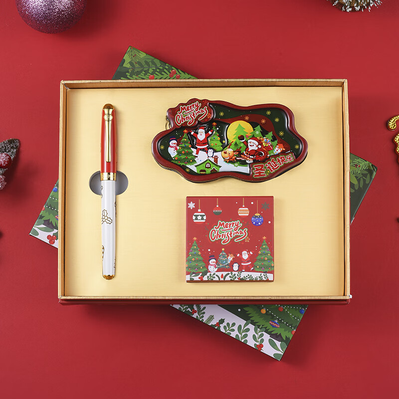 DUKE公爵2026马踏祥云套装1设计新颖气氛款铱金笔钢笔墨水笔自用书写送人自用书写顺滑礼物优选 圣诞冰箱贴套装（红色钢笔）