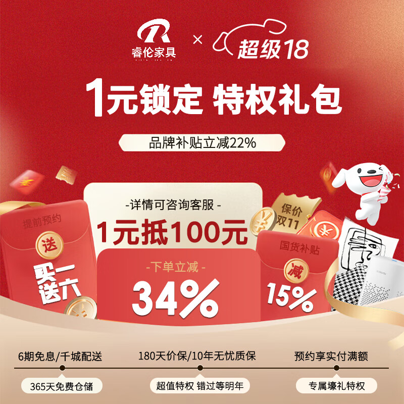 睿伦拍1元特权卡抢多种福利红包/限量补贴券抢先锁定  【拍1元抵100现金/新品288现金+买一送六】