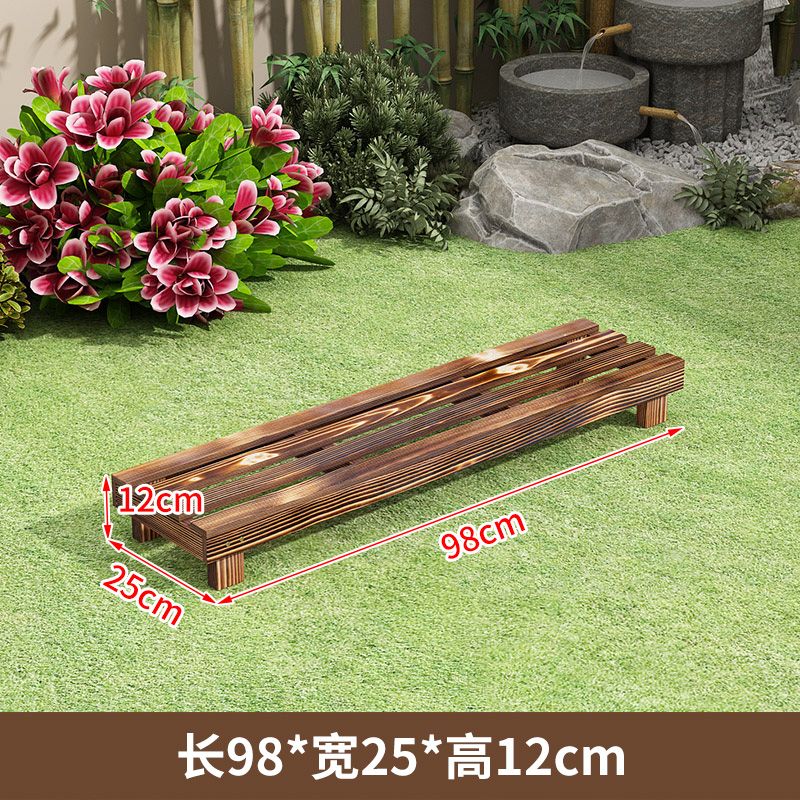 欣慕雅实木花架家用多层阶梯式绿萝多肉室内户外碳化防腐火烧木花盆架子 长款 98长*25宽*12高