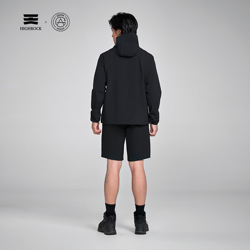 天石鹅铠甲男款连帽户外徒步防风衣运动风衣夹克G465 银桦灰 2XL