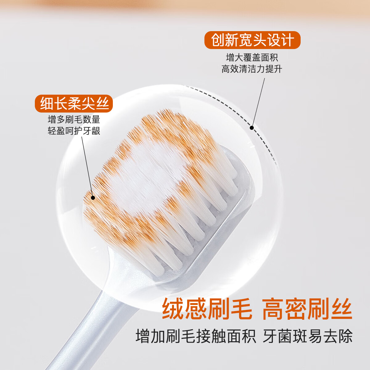 HERM'S钻石宽头牙刷软毛情侣家用成人口腔护龈清洁超细密丝牙刷 山姆超市-护龈钻石牙刷 6支