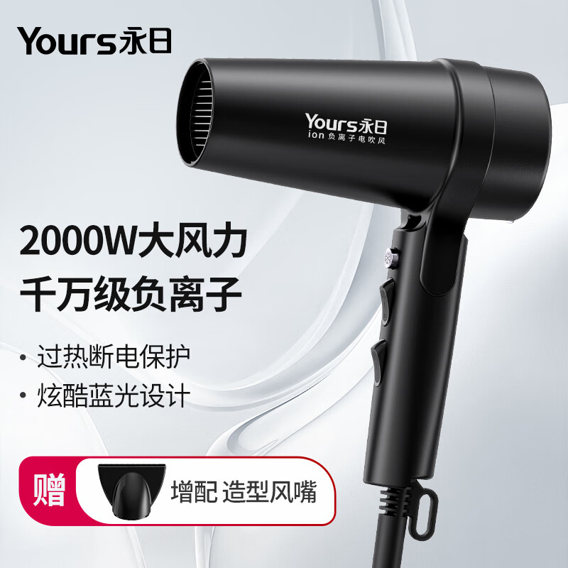 永日吹风机家用静音负离子大功率速干  发廊沙龙专业级吹风筒2000w电吹风 发廊专用【AC电机】2000w