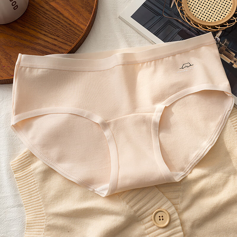 雅鹿10A纯棉少女内裤甜美卡通三角裤蓝色小碎花底裤清新学生青少年 黄色+粉色+浅蓝+灰色 XL