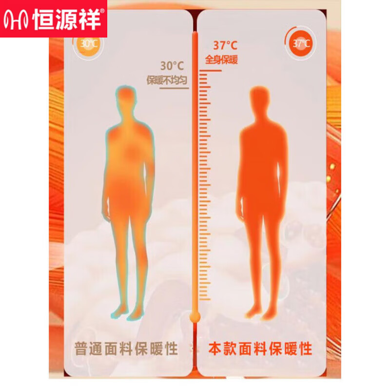 恒源祥巨厚纯棉加厚加绒男保暖内衣套装冬季打底衫秋衣秋裤高领内搭 W1039藏青--圆领 【加绒加厚套装】 4XL 170-190斤