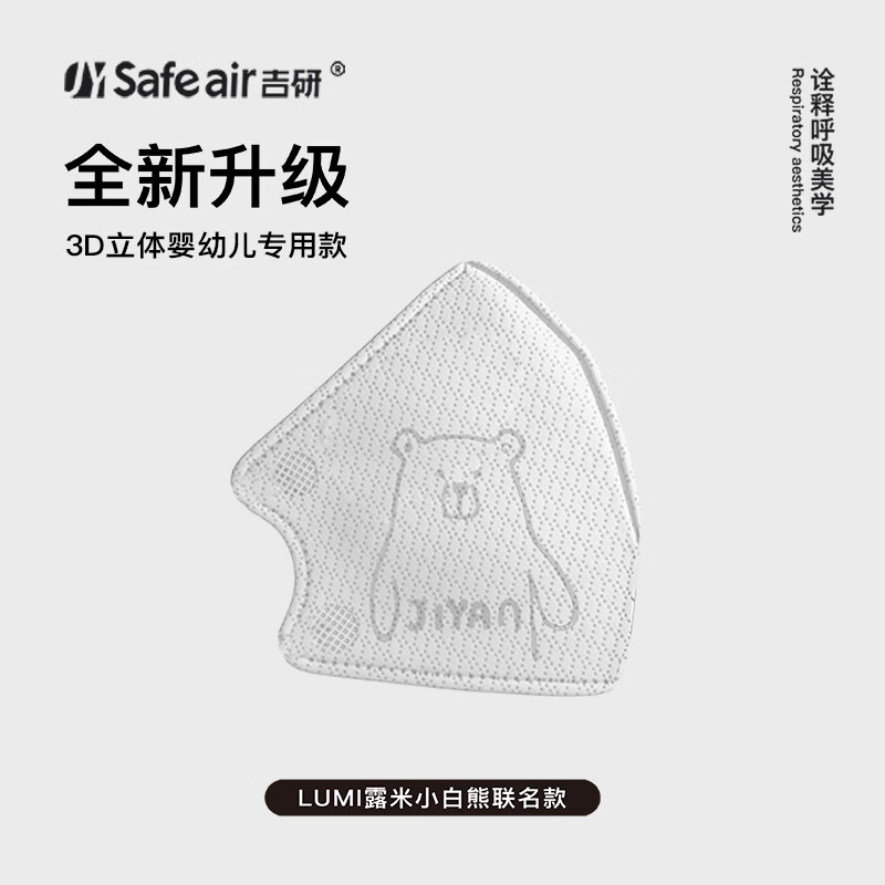 吉研婴幼儿童防护口罩防粉尘飞沫细菌轻薄透气不勒耳独立包装0-2岁 3盒【买6盒送3盒】到手90只 0-2岁可用【建议25斤以下】